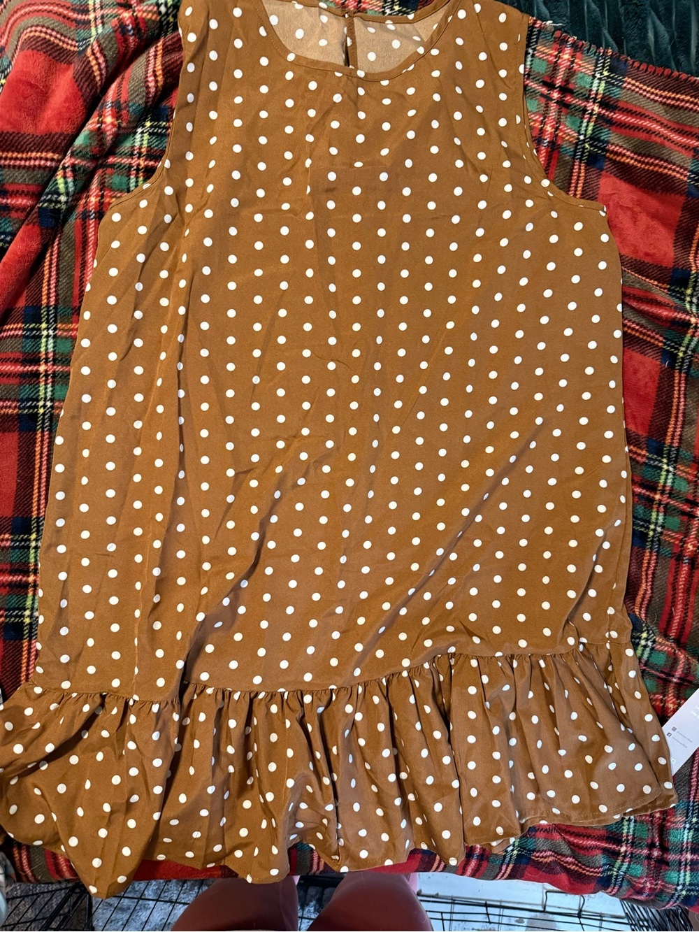 SHEIN Brown Polka Dot Midi Dress